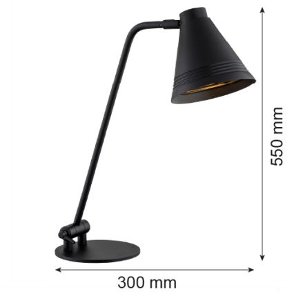 Argon 8002 - Настолна лампа AVALONE 1xE27/15W/230V черна