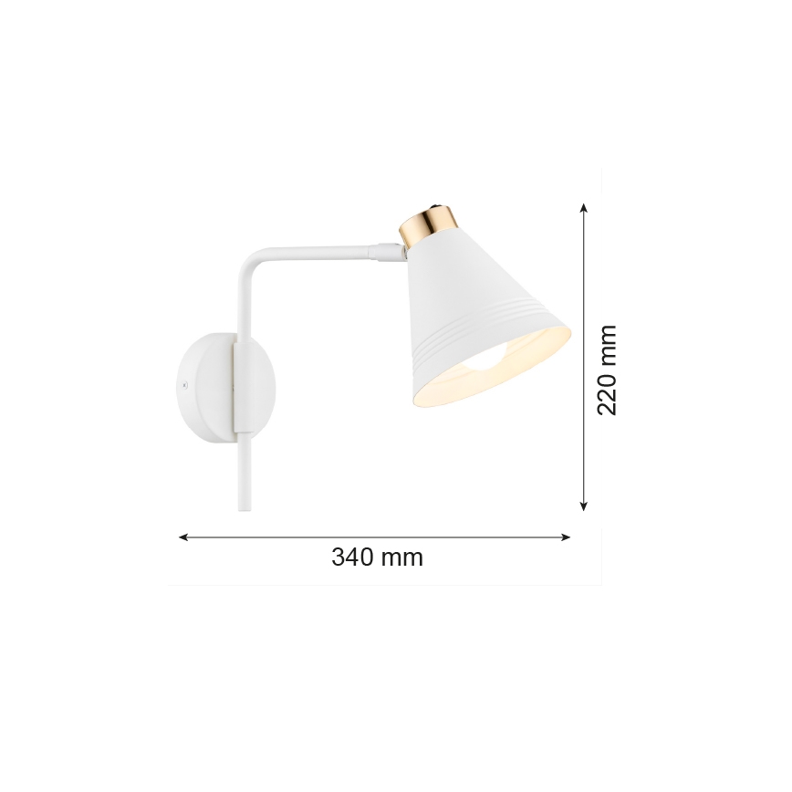 Argon 8006 - Аплик AVALONE 1xE27/15W/230V 34 см бял/златист