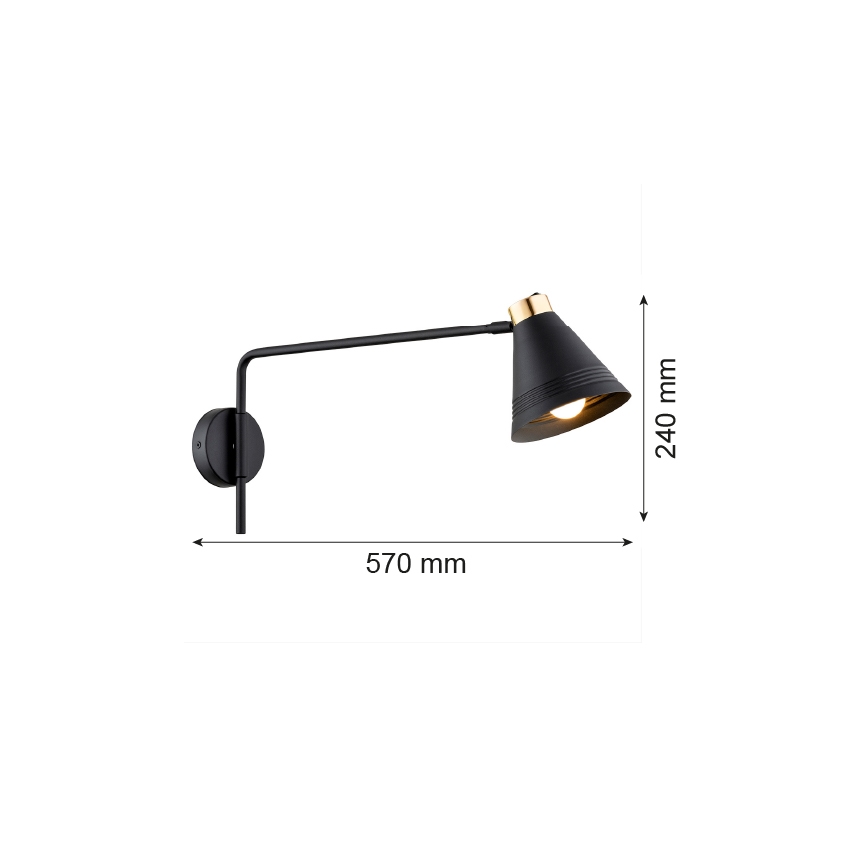 Argon 8009 - Аплик AVALONE 1xE27/15W/230V 57 cм черен/златист