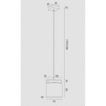 Argon 8276 - Пендел CANOA 1xE27/15W/230V черен