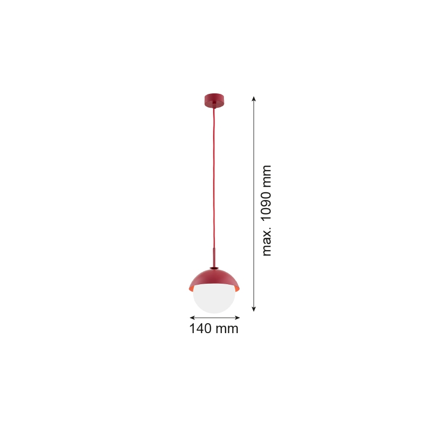 Argon 8296 - Пендел CAPPELLO 1xE27/15W/230V червен