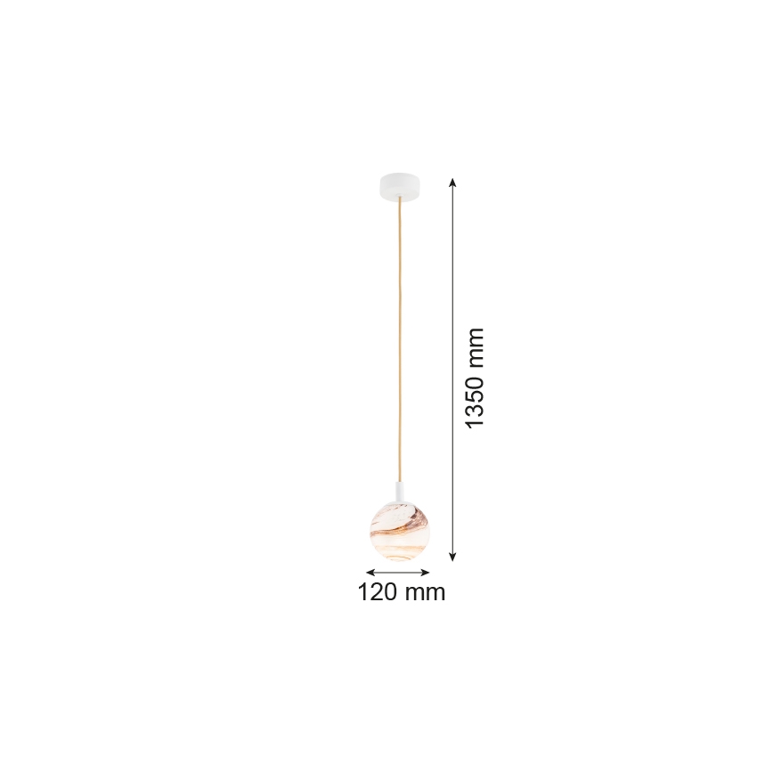 Argon 8451 - Пендел ALMIROS 1xE14/7W/230V Ø 12 см алабастър бял/златист