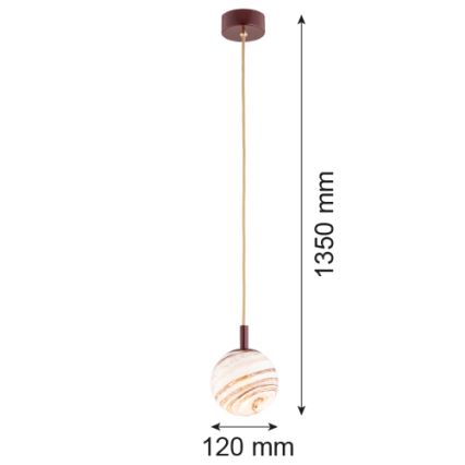 Argon 8452 - Пендел ALMIROS 1xE14/7W/230V Ø 12 см алабастър кафяв/златист