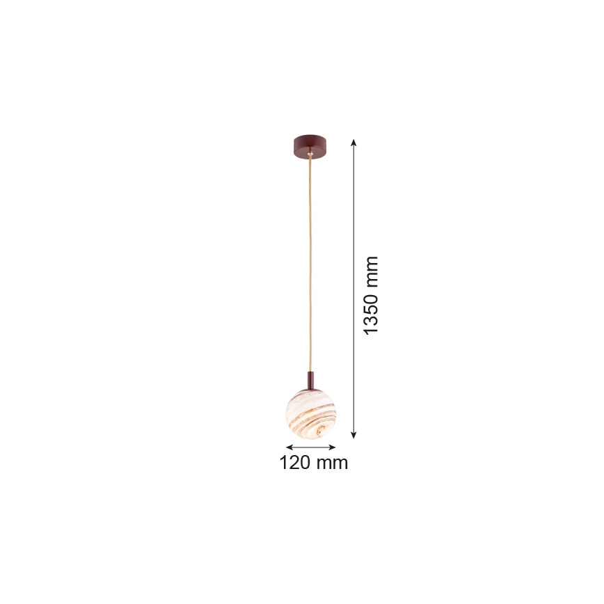 Argon 8452 - Пендел ALMIROS 1xE14/7W/230V Ø 12 см алабастър кафяв/златист