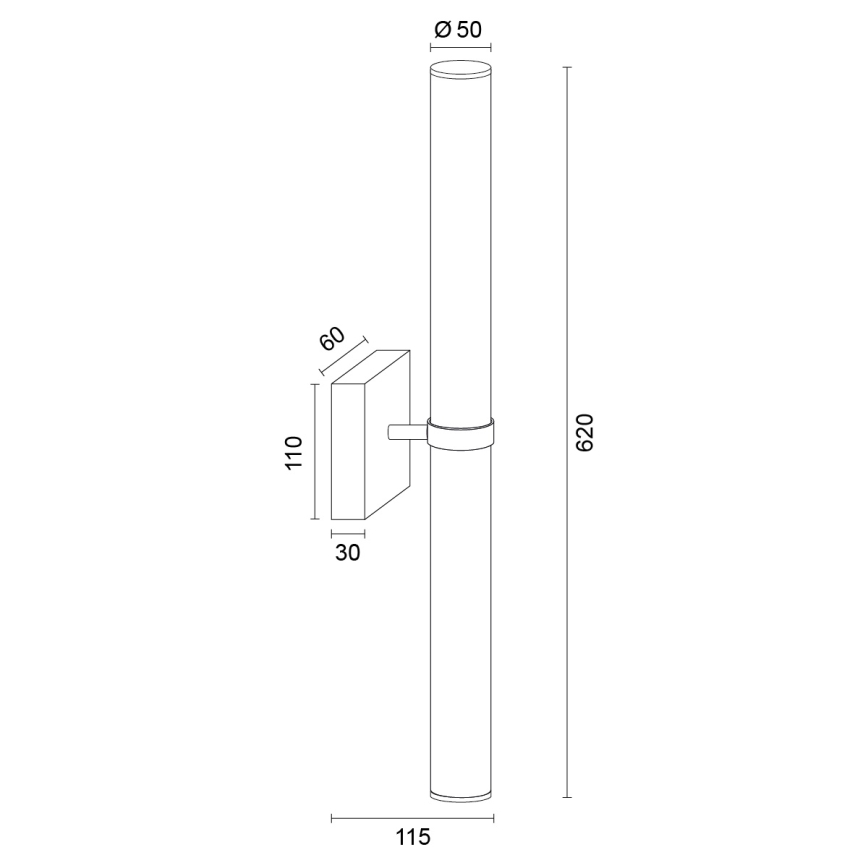 Argon 8927 - LED осветление за огледало BATUMI, LED/24W/230V, 3000K, IP44, черно