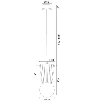 Argon 8952 - Полилей за баня с кабел VOLANTE 1xG9/6W/230V IP44 кафяв