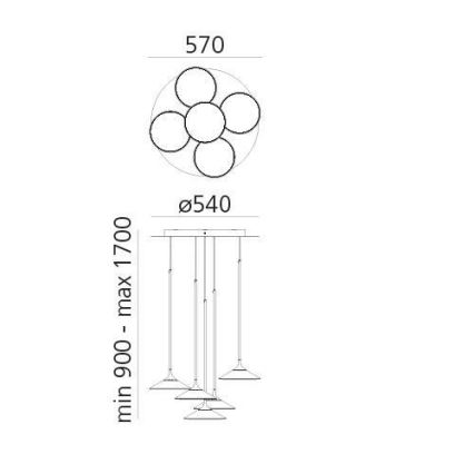 Artemide 0355030A - LED Димируем пендел ORSA CLUSTER LED/37W/230V 3000K