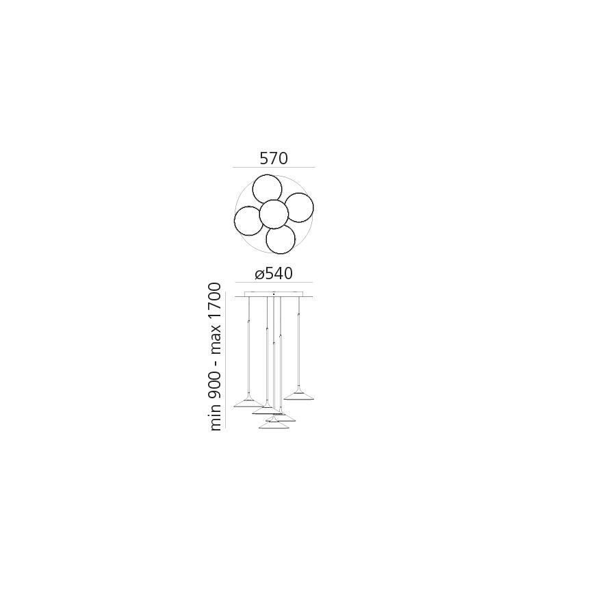 Artemide 0355030A - LED Димируем пендел ORSA CLUSTER LED/37W/230V 3000K