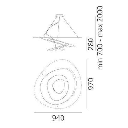 Artemide 1254120A - LED Димируем пендел PIRCE LED/44W/230V 3000K златист