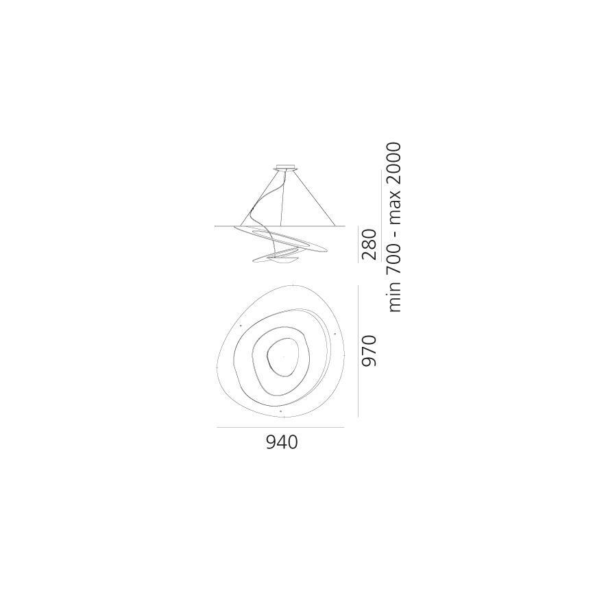 Artemide 1254120A - LED Димируем пендел PIRCE LED/44W/230V 3000K златист