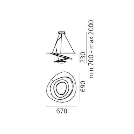 Artemide 1256120A - LED Димируем пендел PIRCE LED/44W/230V 3000K златист