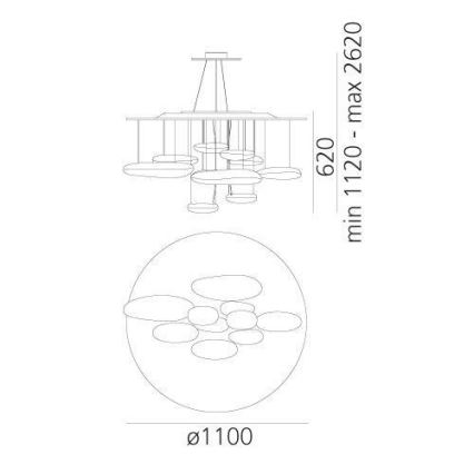 Artemide 1367110A - LED Димируем пендел MERCURY LED/58W/230V 3000K