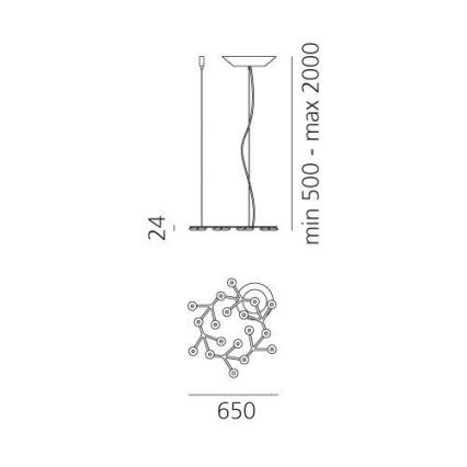 Artemide 1575050APP - LED Димируем пендел NET LED/43W/230V Ø 65 см 3000K
