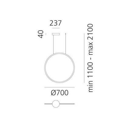 Artemide 1992060APP - LED Димируем пендел DISCOVERY LED/40W/230V 3000K бронзов
