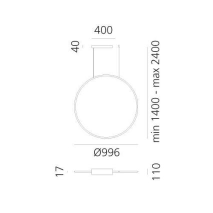 Artemide 1993330APP - LED RGBW Димируем пендел DISCOVERY LED/59W/230V 2700-6500K черен