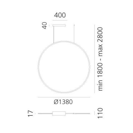 Artemide 1994330APP - LED RGBW Димируем пендел DISCOVERY LED/79W/230V 2700-6500K черен