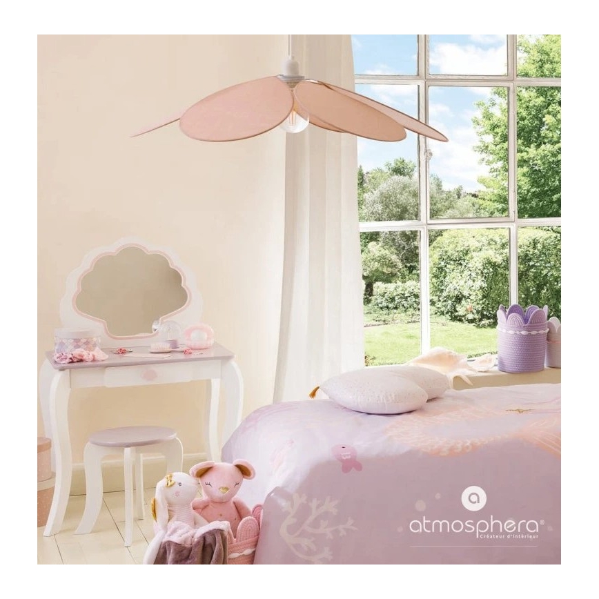 Atmosphera - Детски полилей с кабел PETAL 1xE27/40W/230V Ø 64 cm розов