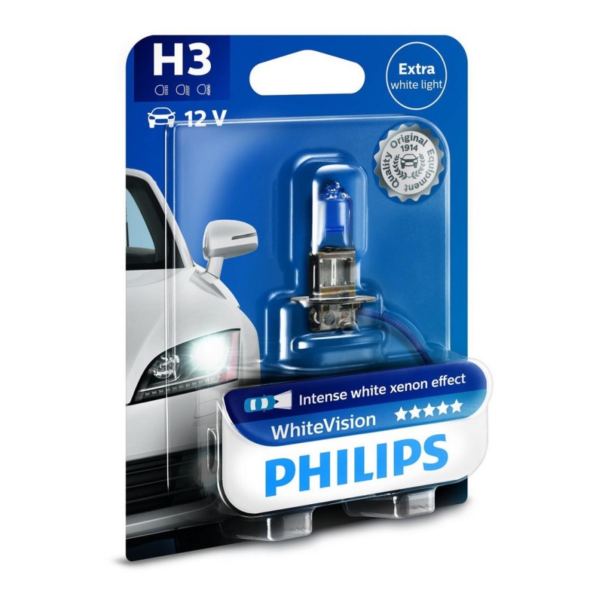Автомобилна крушка Philips WHITE VISION 12336WHVB1 H3 PK22s/55W/12V 3700K