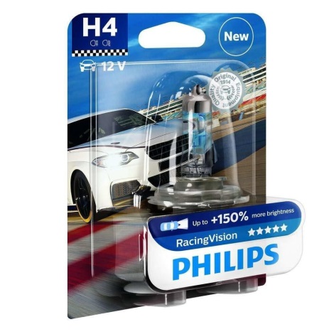 Автомобилна крушка Philips RACING VISION 12342RVB1 H4 P43t-38/55W/12V 3500K