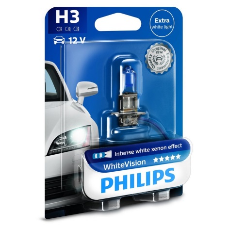 Автомобилна крушка Philips WHITE VISION 12336WHVB1 H3 PK22s/55W/12V 3700K