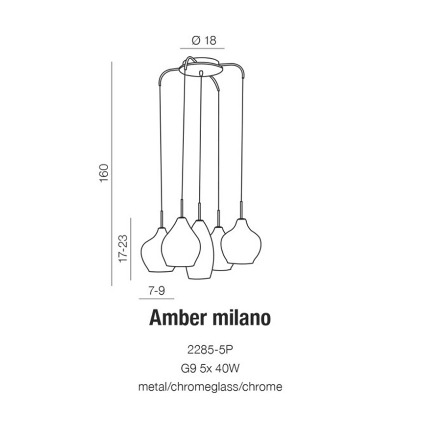 Azzardo AZ3076 - Полилей на верижка AMBER 5xG9/40W/230V