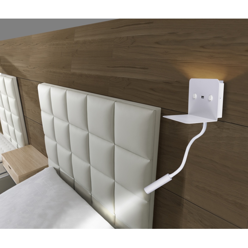 Azzardo AZ4417 - LED Гъвкав малко лампа с рафт VERA 1xLED/5W/230V + 1xLED/6W бял