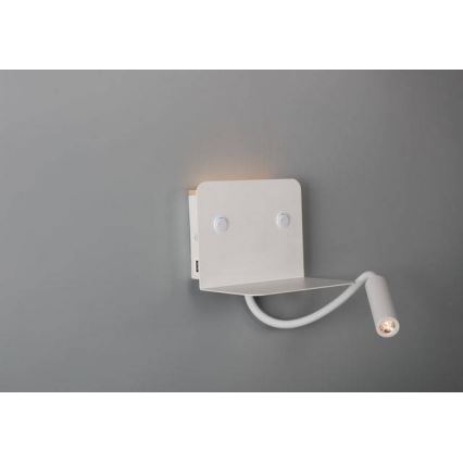 Azzardo AZ4417 - LED Гъвкав малко лампа с рафт VERA 1xLED/5W/230V + 1xLED/6W бял