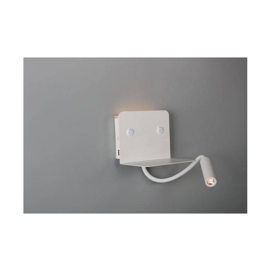 Azzardo AZ4417 - LED Гъвкав малко лампа с рафт VERA 1xLED/5W/230V + 1xLED/6W бял