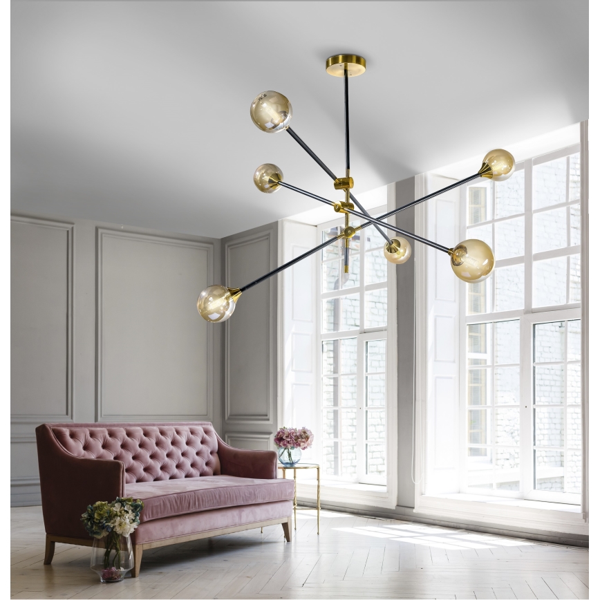 Azzardo AZ4700 - Висящ полилей SOLEN 6xG9/30W/230V черен/златист