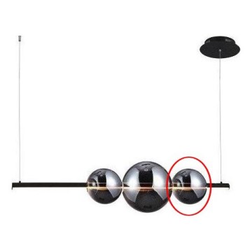 Azzardo - Резервно стъкло за полилей SANDRA черен/хром - малко Ø 15 см