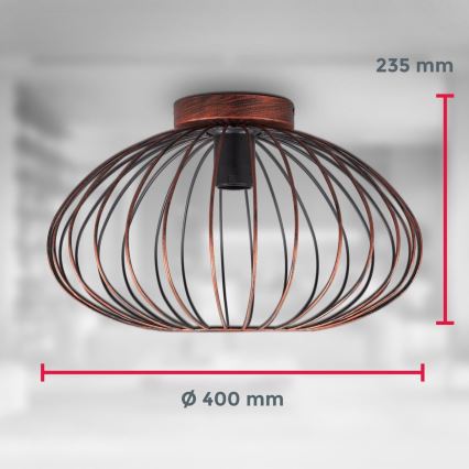 B.K. Licht 1471 - Повърхностен полилей RETRO 1xE27/40W/230V мед