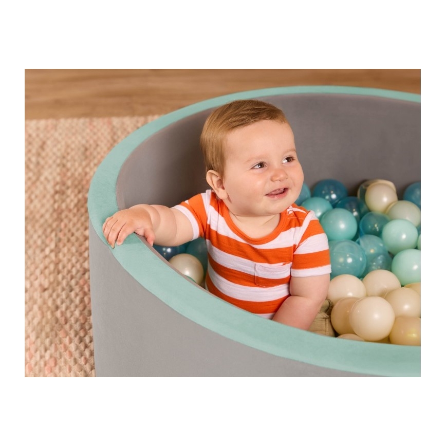 B-Toys - Детски сух басейн с топки Ø 89 cm сив/тюркоаз