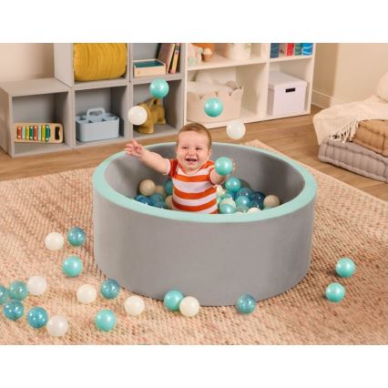 B-Toys - Детски сух басейн с топки Ø 89 cm сив/тюркоаз