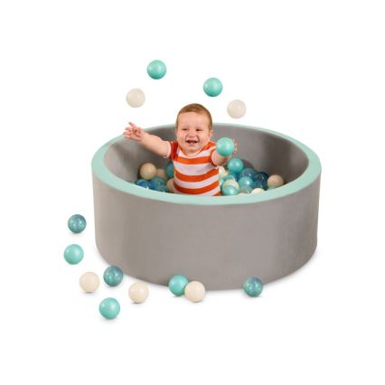 B-Toys - Детски сух басейн с топки Ø 89 cm сив/тюркоаз