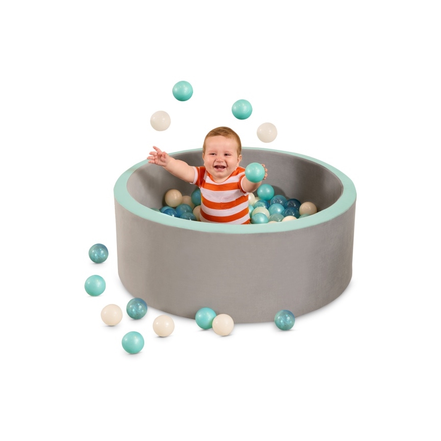 B-Toys - Детски сух басейн с топки Ø 89 cm сив/тюркоаз