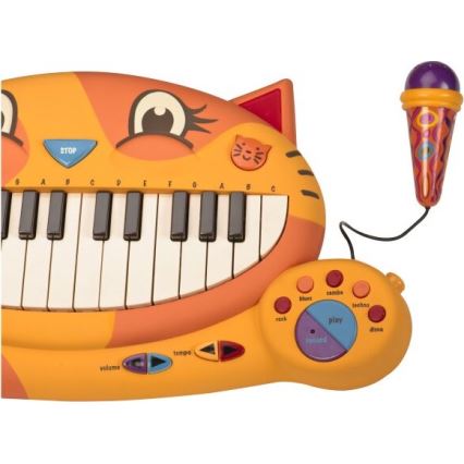 B-Toys - Детско пиано с микрофон Cat 4xAA