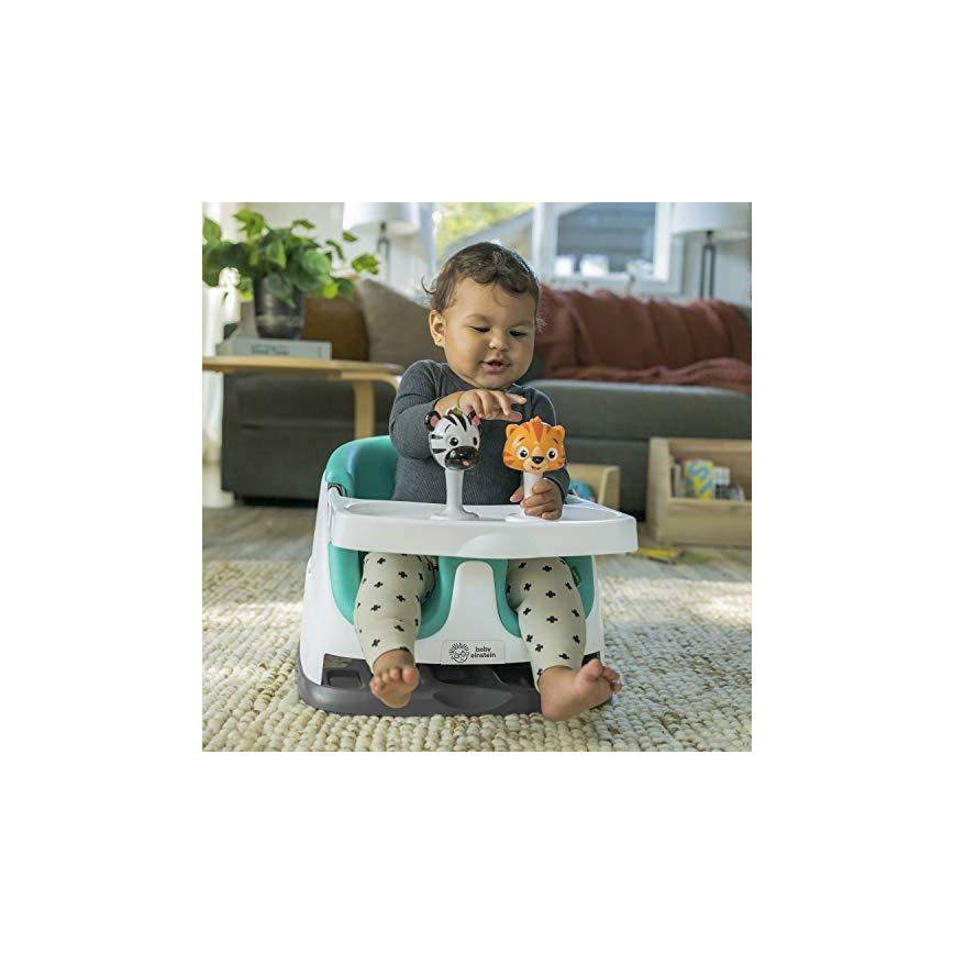 Baby Einstein - Повдигаща седалка за трапезна маса с 2 играчки 2в1 DINE&DISCOVER