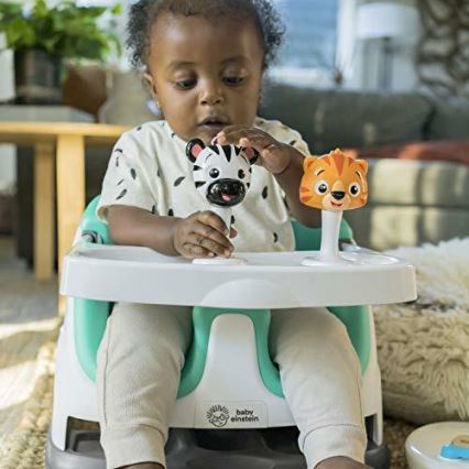 Baby Einstein - Повдигаща седалка за трапезна маса с 2 играчки 2в1 DINE&DISCOVER