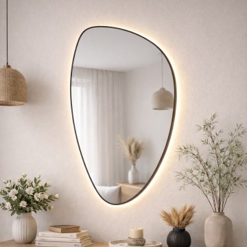 Baltica Design - LED стенено огледало за баня с вградено LED осветление STONE FLUID LED/15W/230V 2700K 92x55 cm IP65 черно