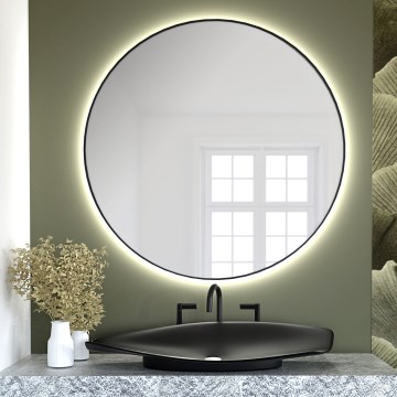 Baltica Design - LED стенно огледало за баня с подсветка BRIGHT LED/15W/230V 3000K Ø 80 см IP65 черно