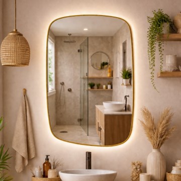 Baltica Design - Настенно огледало за баня с подсветка STONE CALM LED/15W/230V 4500K 90x60 cm IP65 златно