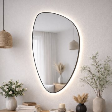 Baltica Design - Стенно огледало за баня с подсветка STONE FLUID LED/15W/230V 4500K 92x55 cm IP65 черно
