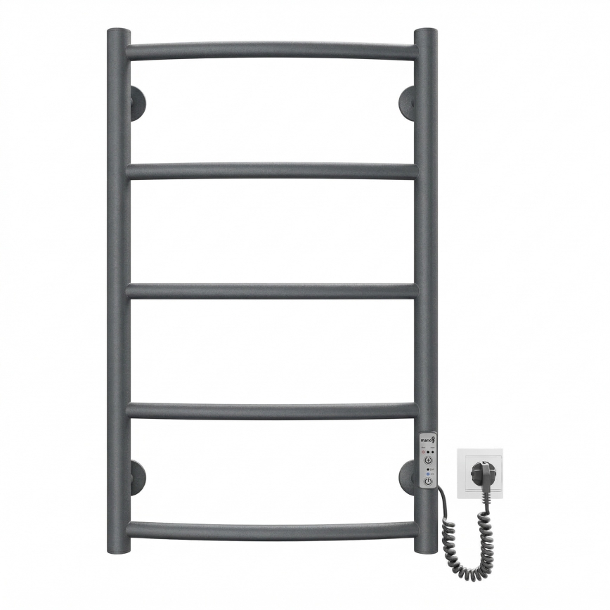 Банен радиатор-лира CLASSIC 65W/230V 66x42 cm неръждаема стомана/антрацит дясна