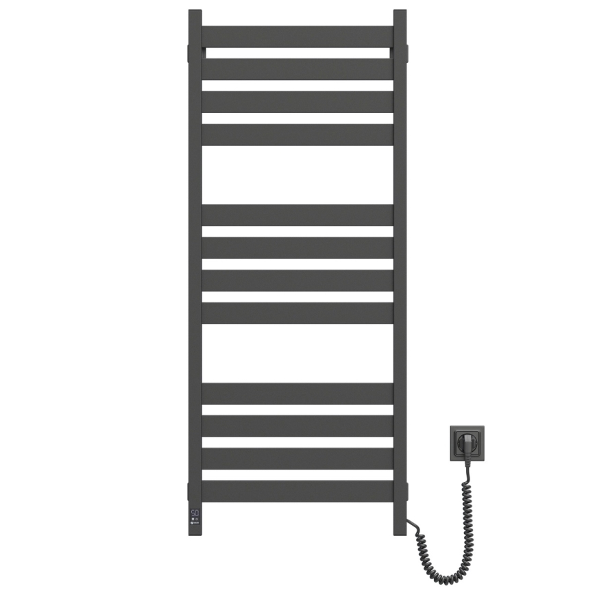 Сушилник за кърпи за баня с термостат LARGO 541W/230V 120,6 cm IP44 черен десен правоъгълен