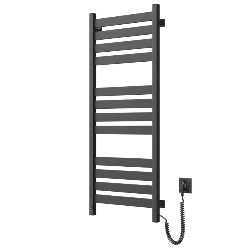 Сушилник за кърпи за баня с термостат LARGO 541W/230V 120,6 cm IP44 черен десен правоъгълен
