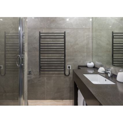 Банен стълбовиден радиатор HF GREENWICH 170W/230V 77x53 cm черен, десен, кръгъл