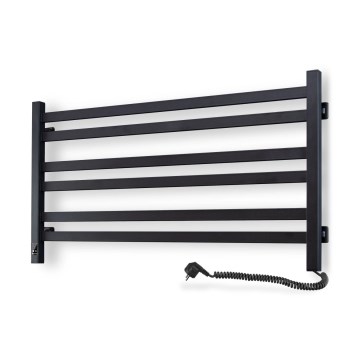 Банен сушилник за кърпи с термостат AVANGARD 316W/230V, 50,6 cm, IP44, черен, десен, с квадратни профили
