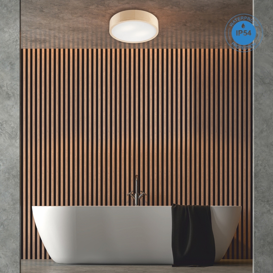 Потолен осветител за баня NATURAL 3xE27/15W/230V IP54 борова дървесина Ø 37 см