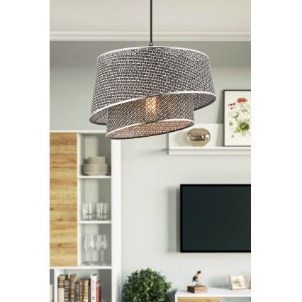 BARETTE Висяща лампа 1xE27/60W/230V Сива/Лъскав хром