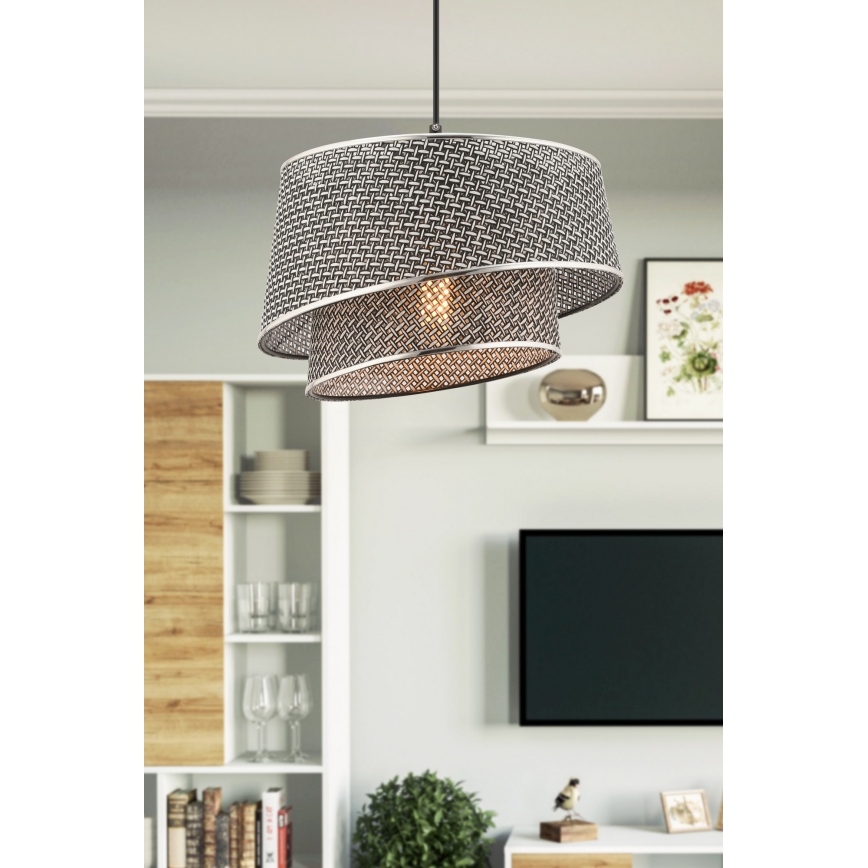 BARETTE Висяща лампа 1xE27/60W/230V Сива/Лъскав хром